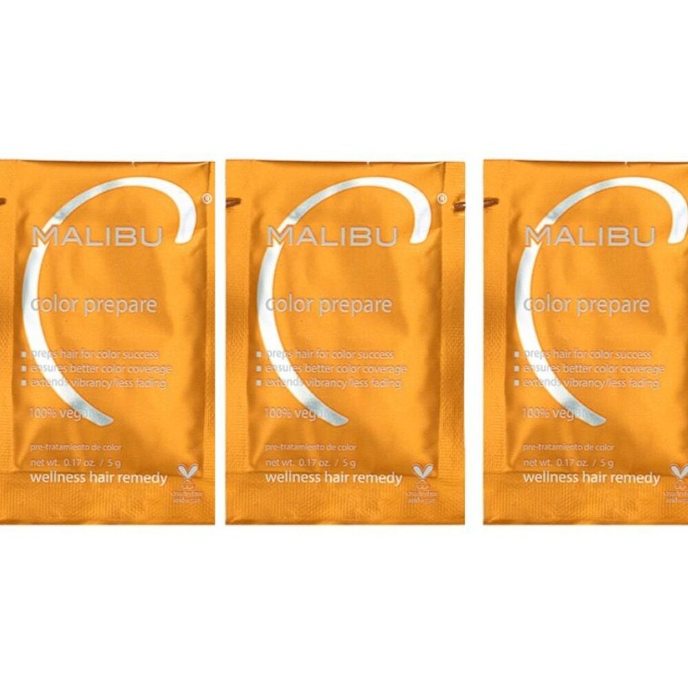 NEW MALIBU C COLOR PREPARE TREATMENT PACKS X 3 .17oz Less Fading More Vibrancy